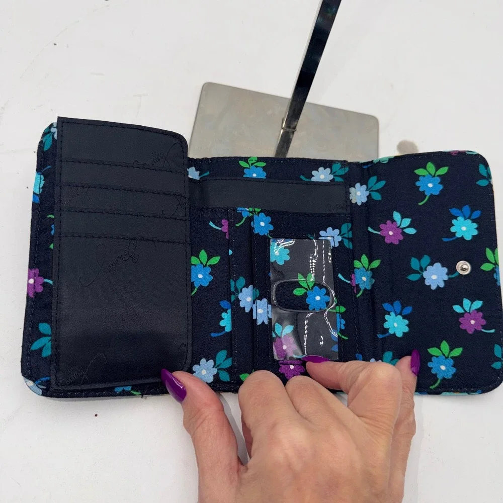 Vera Bradley Euro Wallet in the Midnight Blues pattern.